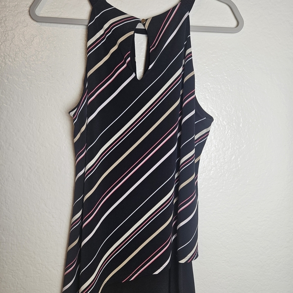 White House Black Market Black Striped Blouse - Picture 3 of 4